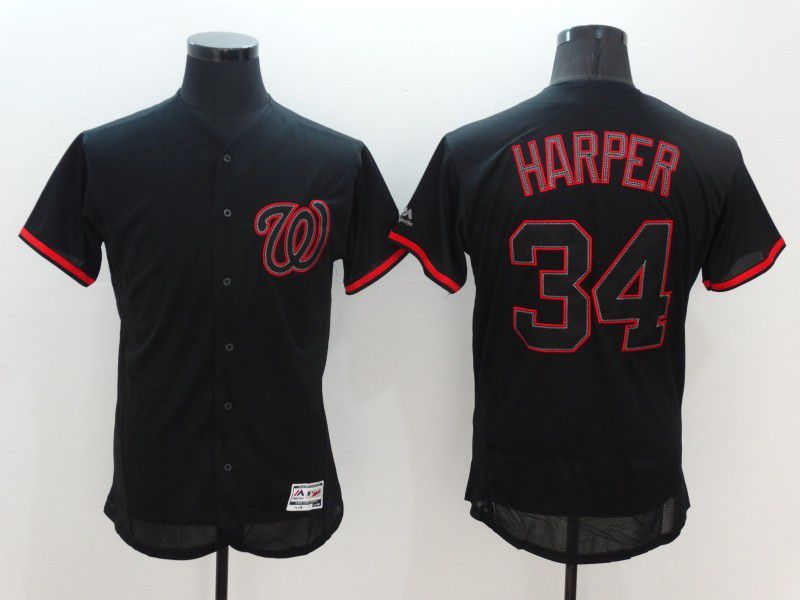 Men Washington Nationals 34 Harper Black Classic Elite 2022 MLB Jersey